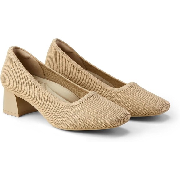 Vivaia Square Toe Knit Block Heel Pumps - Comfortable Slip On Heels Size‎ 9